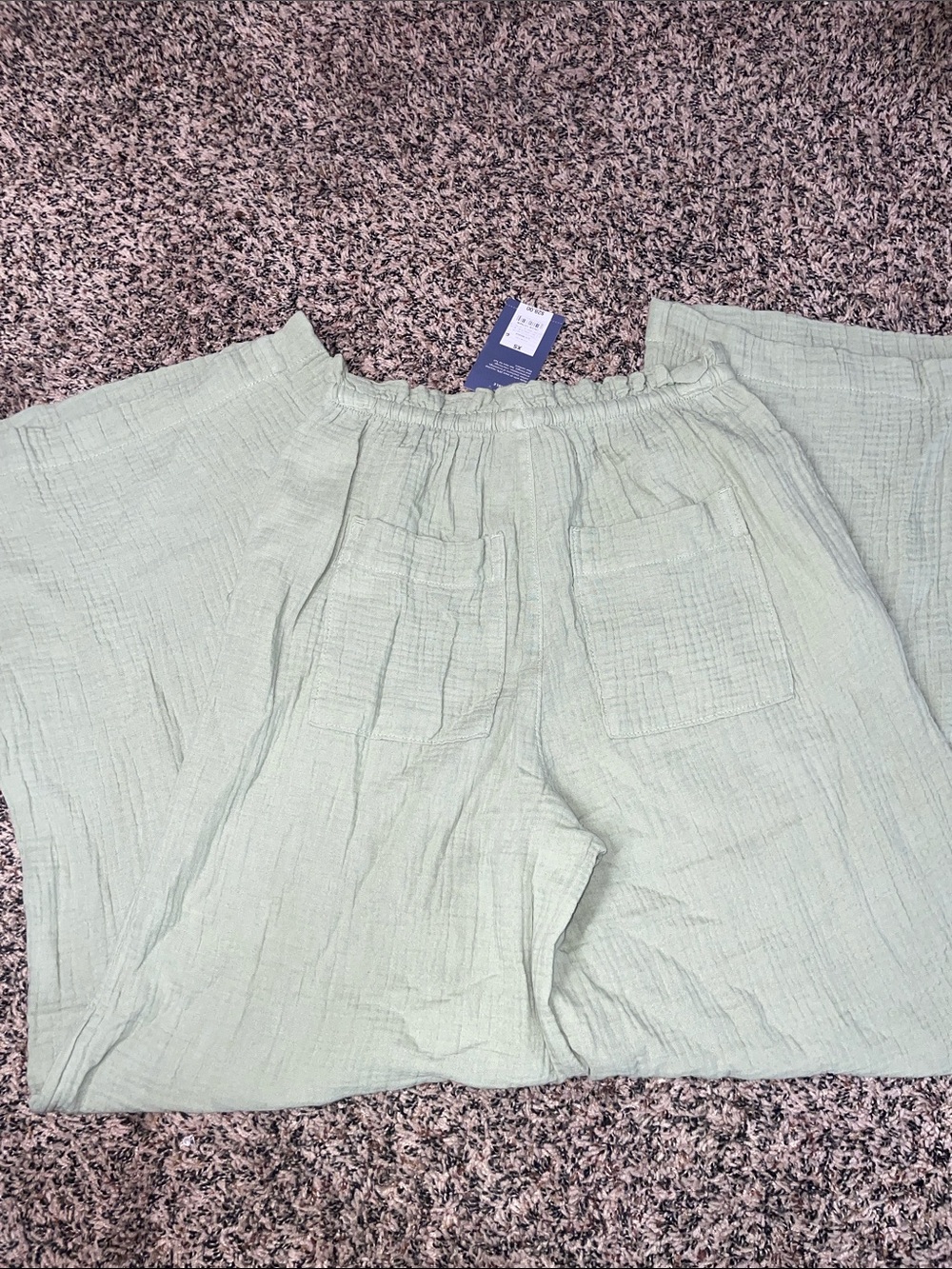 Universal Thread Wide-Leg Drawstring Gauze Cotton Pants in Olive Green Var Sizes - Picture 8 of 11